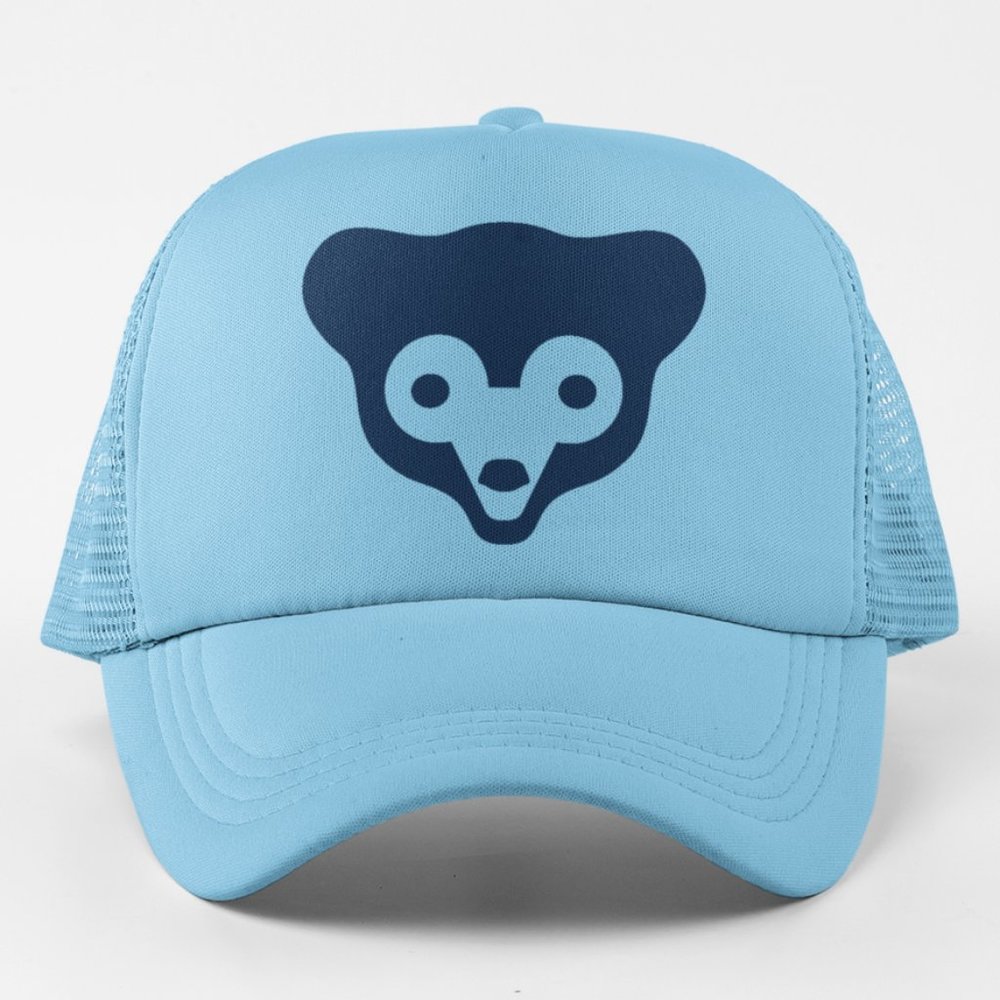 NEW Chicago Cubs 1972 Retro Bear Head Logo Foam Trucker Snapback Hat LIGHT BLUE